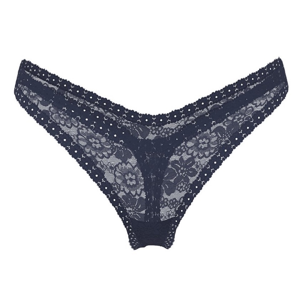 4 for $20 Victoria’s Secret Pink Wink Micro Thong Panty Navy Blue Size Large NWT